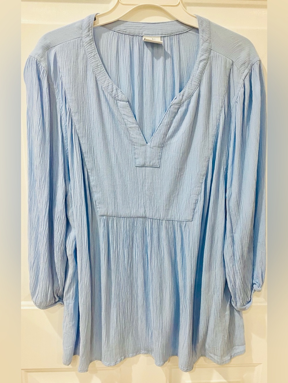 croft & barrow Light Blue V-Neck Peasant Tunic women’s top blouse size XL